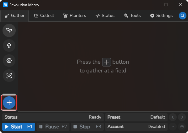 Gather Fields empty state with Add Field control