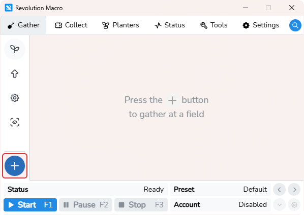 Gather Fields empty state with Add Field control