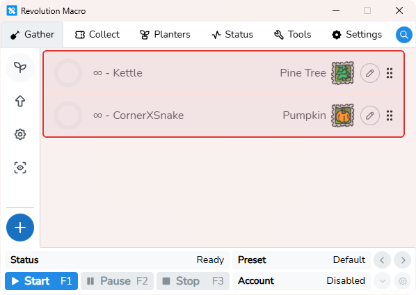 Multiple field cards in gather order on Gather Fields