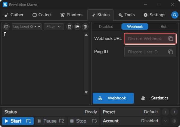 Webhook URL and Ping ID fields on Status Webhook