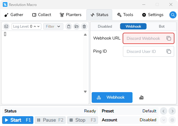 Webhook URL and Ping ID fields on Status Webhook