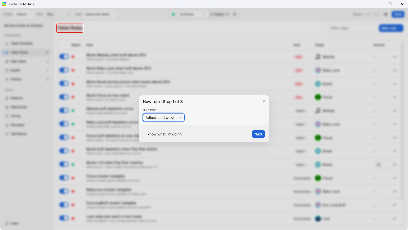 Guided rule wizard open on New rule Step 1 of 3