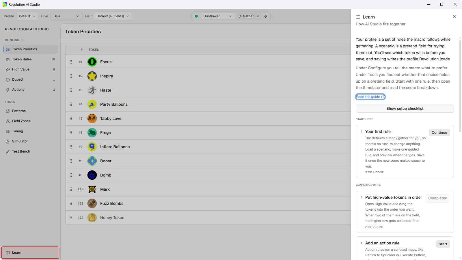 Learn sheet open on How AI Studio fits together