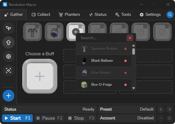 Gather Boosts item picker with Search field