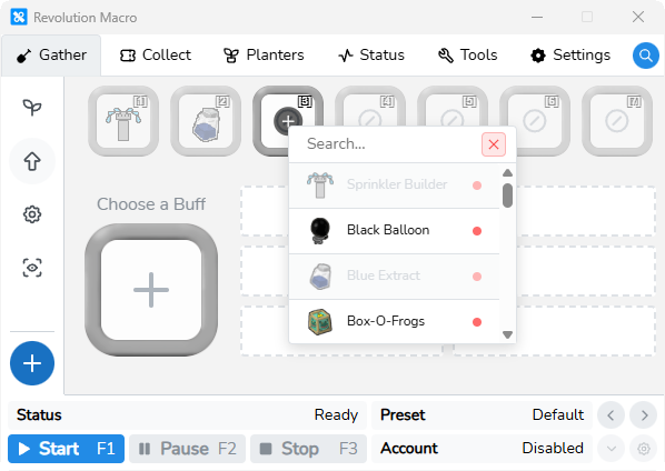 Gather Boosts item picker with Search field