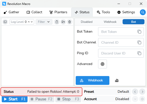 Status Failed to open Roblox Attempt during retry