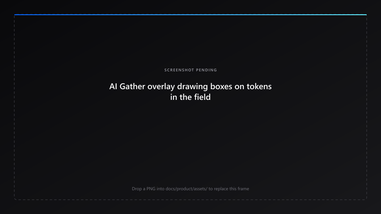 AI Gather overlay drawing boxes on tokens in the field