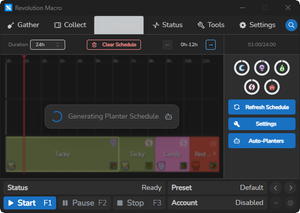 Planter Studio showing Generating Planter Schedule