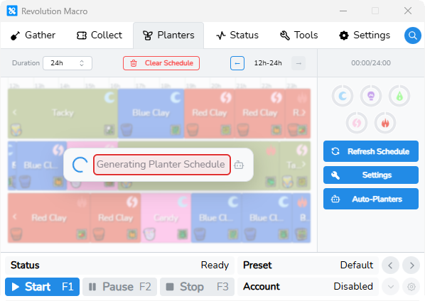 Planter Studio showing Generating Planter Schedule