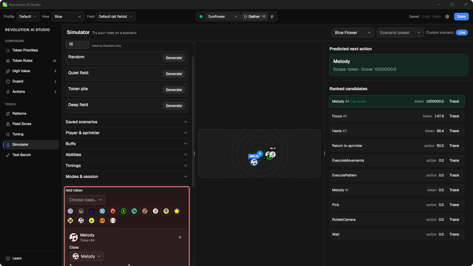 Simulator Add token controls with Token inspector on a custom token
