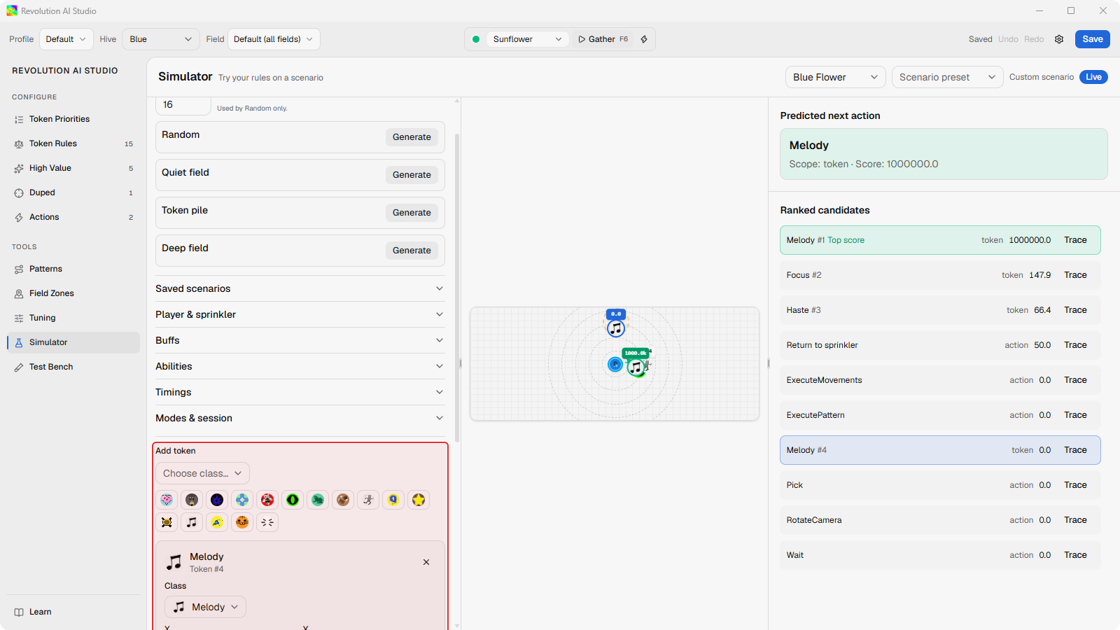Simulator Add token controls with Token inspector on a custom token