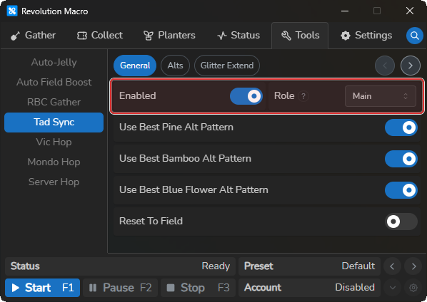 Tad Sync General with Enabled and Role