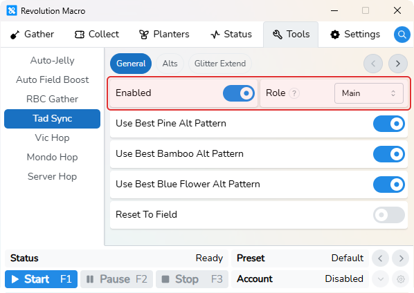 Tad Sync General with Enabled and Role