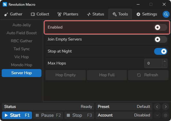 Standalone Server Hop with Enabled off