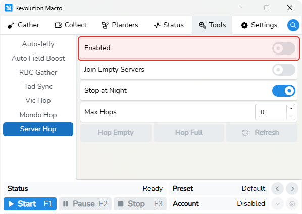 Standalone Server Hop with Enabled off