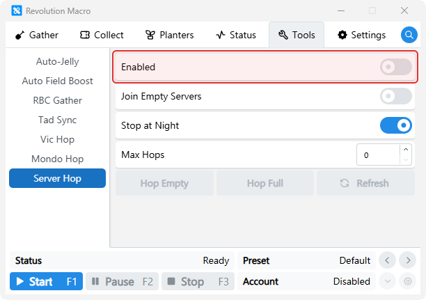Standalone Server Hop tool with Enabled off