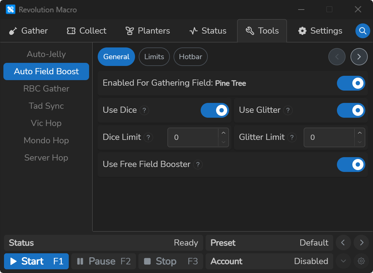 Auto Field Boost settings enabled for the active gather field